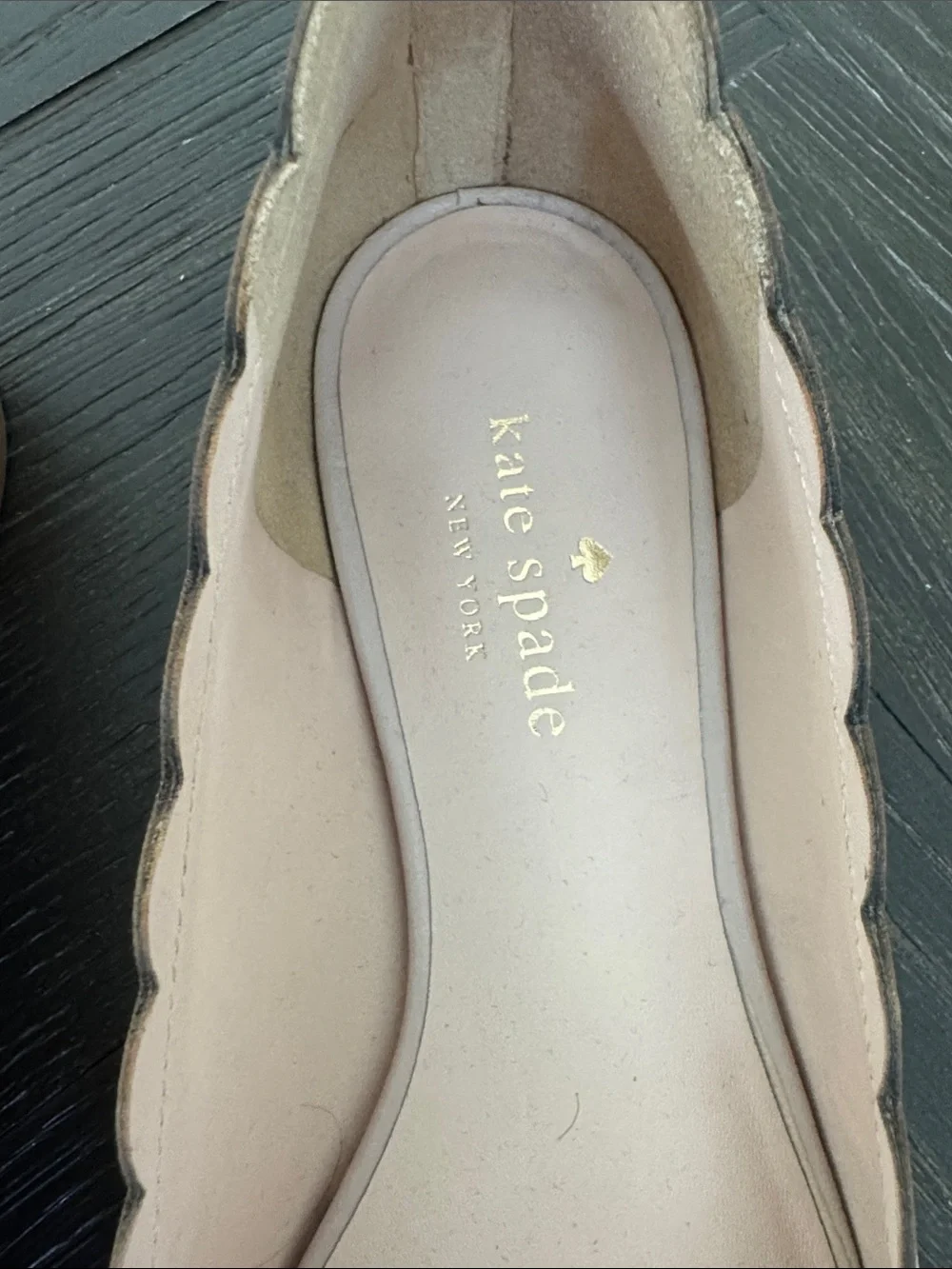 Kate Spade Leather Pointed Toe Bow Flats Ivory Size 8